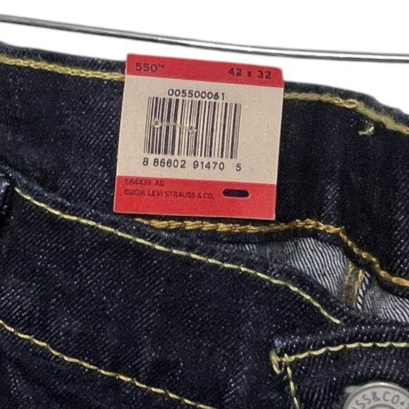 Levis Mens 550 Relaxed Fit Jeans Dark Wash 42 X 32 NEW Tapered Leg Stretch - Picture 8 of 13